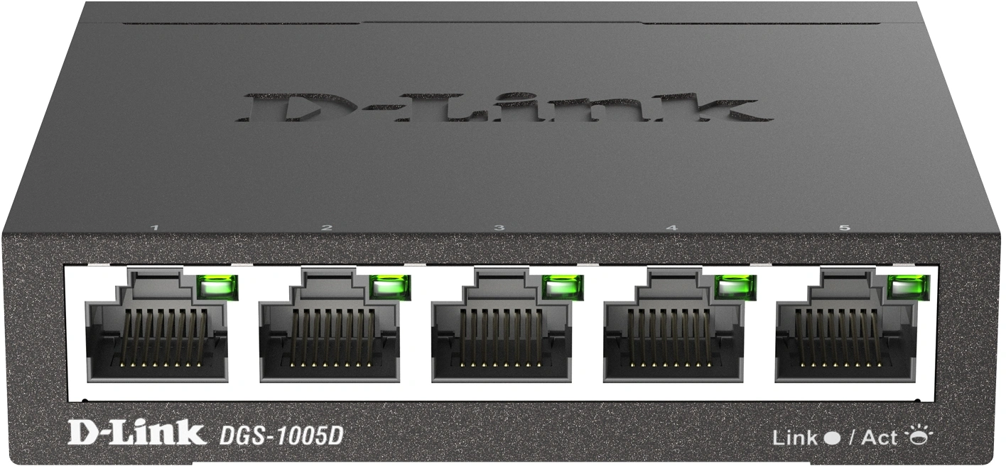 Коммутатор D-Link DGS-1005D/R1A, неуправляемый, 5×1GbE