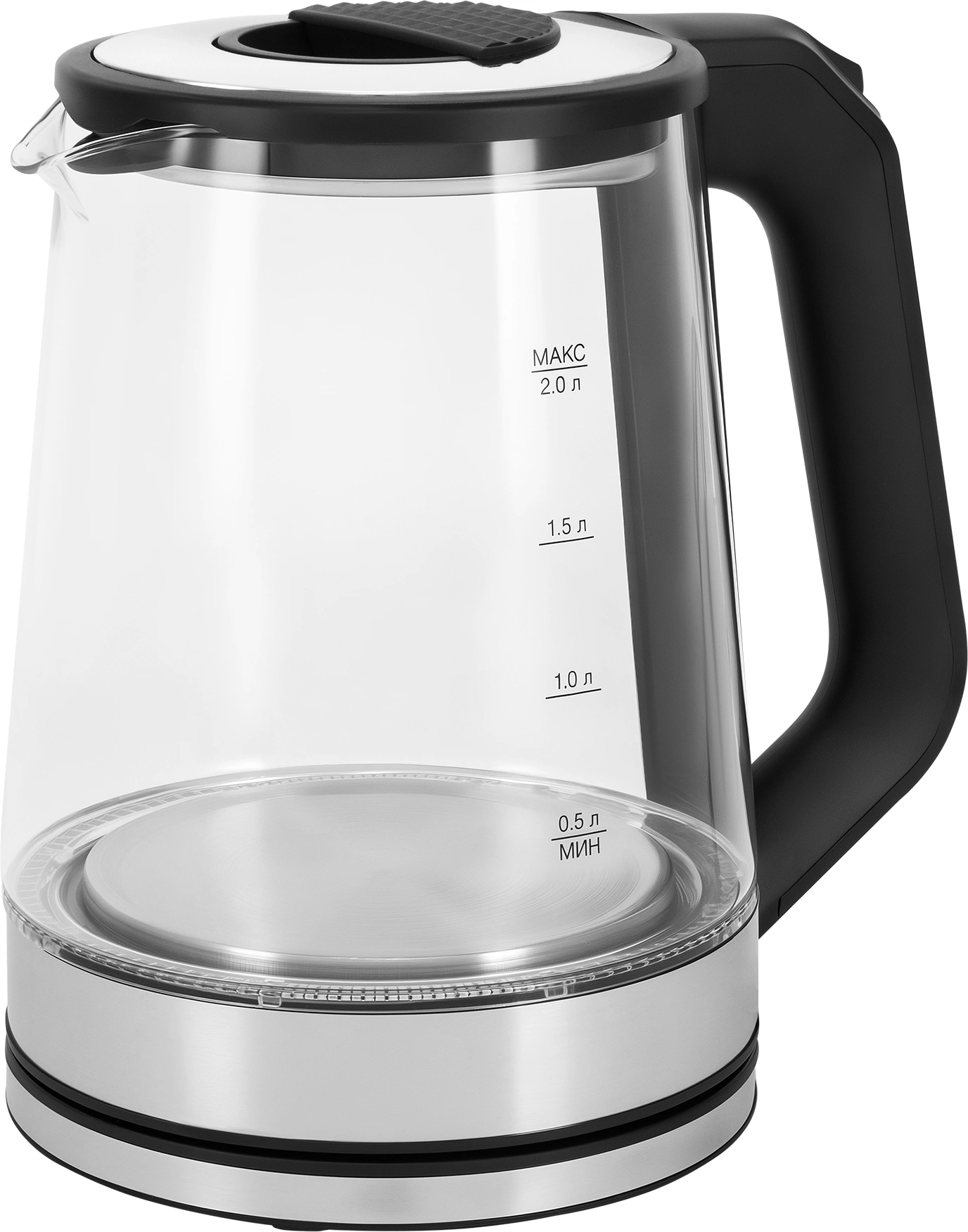 Чайник электрический Vitek VT-WK1081 2л. 1900Вт черный/серебристый корпус: стекло — фото 1