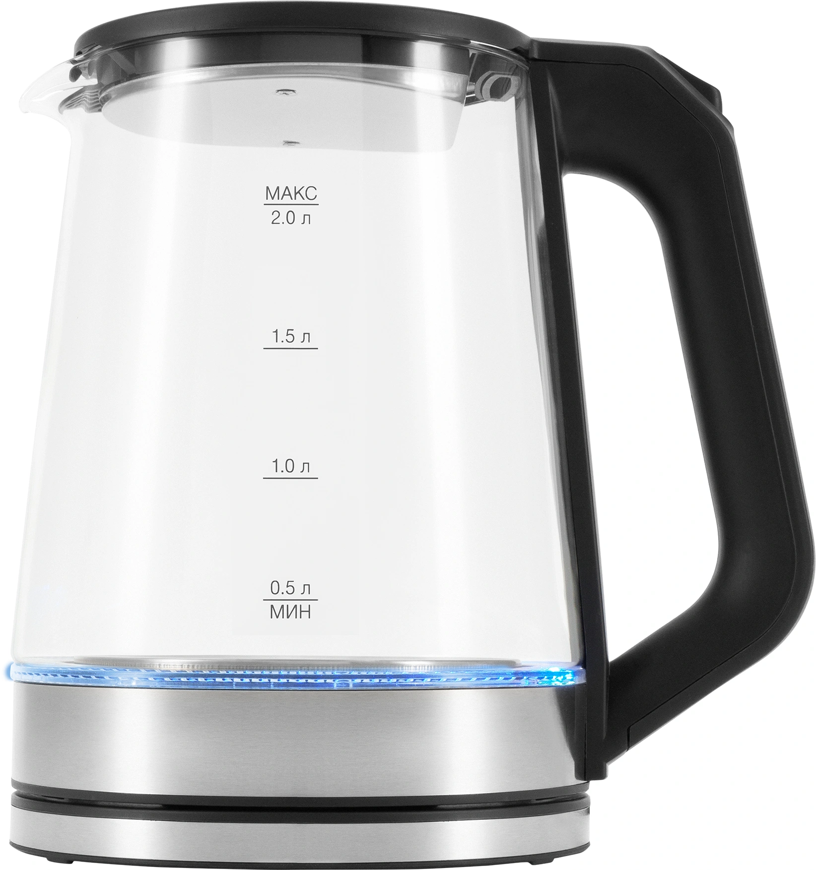 Чайник электрический Vitek VT-WK1081 2л. 1900Вт черный/серебристый корпус: стекло — миниатюра 2