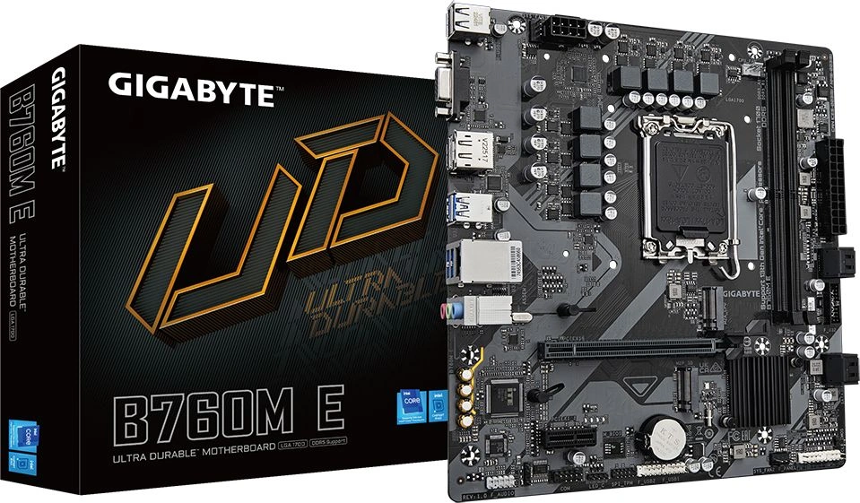 Материнская плата Gigabyte B760M E Soc-1700 Intel B760 2xDDR5 mATX AC`97 8ch(7.1) GbLAN RAID+VGA+HDMI+DP — миниатюра 3