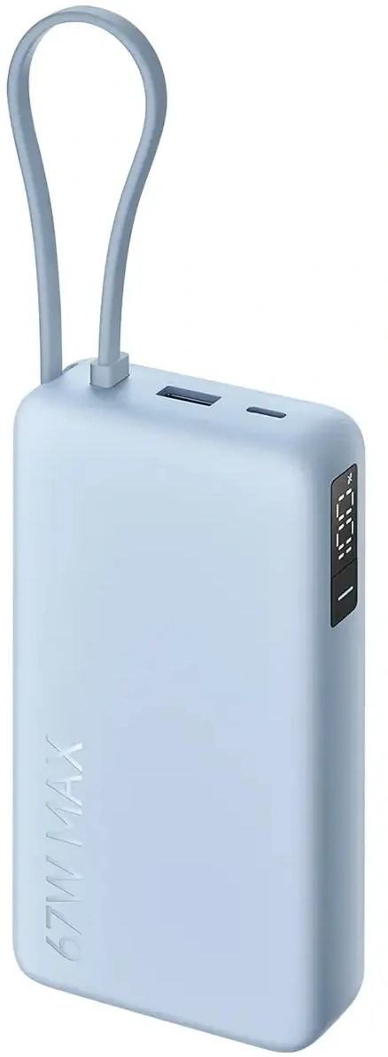 Мобильный аккумулятор Xiaomi BHR08O8GL 20000mAh QC3.0/PD3.0 67W 3.35A USB-A/USB-C голубой — фото 1