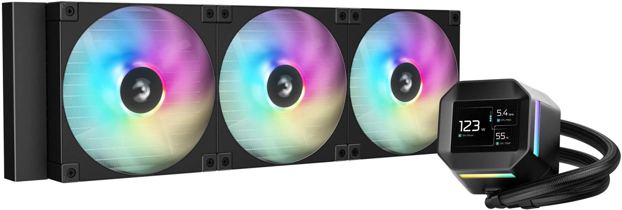 Система водяного охлаждения Deepcool LM420 ARGB Soc-AM5/AM4/1200/1700/1851 черный 4-pin 25.2dB Al LCD 350W 2176gr Ret (R-LM420-BKDMMC-1) — фото 1
