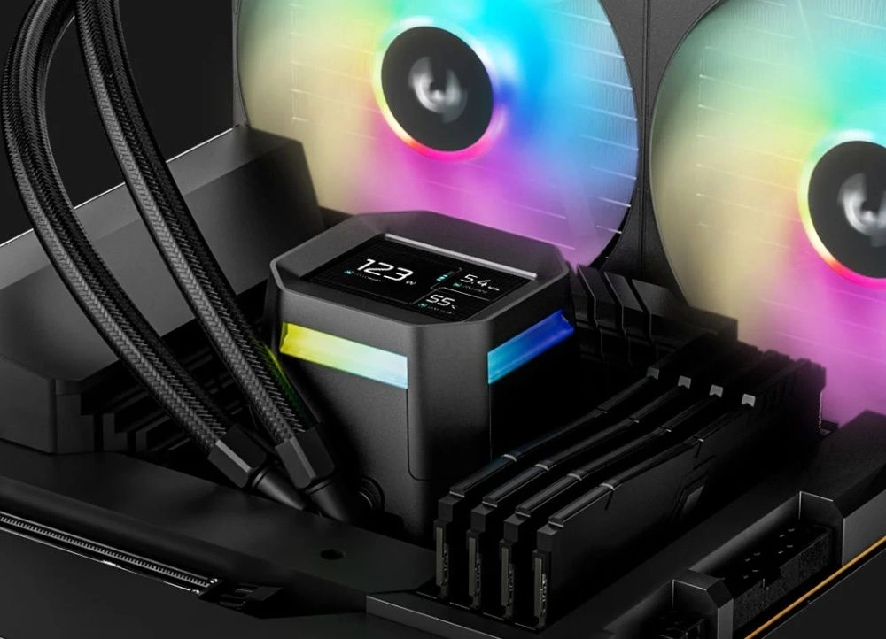 Система водяного охлаждения Deepcool LM420 ARGB Soc-AM5/AM4/1200/1700/1851 черный 4-pin 25.2dB Al LCD 350W 2176gr Ret (R-LM420-BKDMMC-1) — миниатюра 2