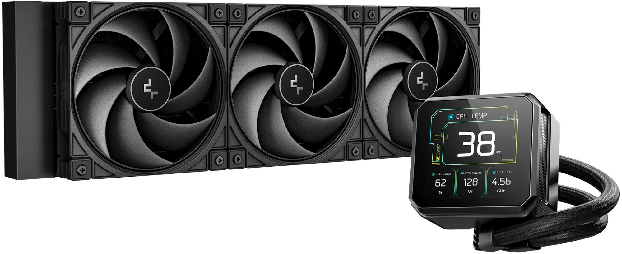 Система водяного охлаждения Deepcool Spartacus 360 ARGB Soc-AM5/AM4/1200/1700/1851 черный 4-pin 32.23dB Al LCD 320W 2073gr Ret (R-SPT360-BKDSMP-G-1) — фото 1