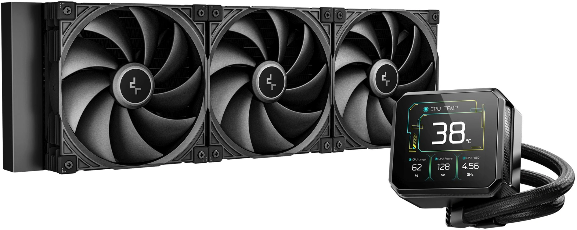 Система водяного охлаждения Deepcool Spartacus 420 ARGB Soc-AM5/AM4/1200/1700/1851 черный 4-pin 32.89dB Al LCD 350W 2647gr Ret (R-SPT420-BKDSMP-G-1) — фото 1