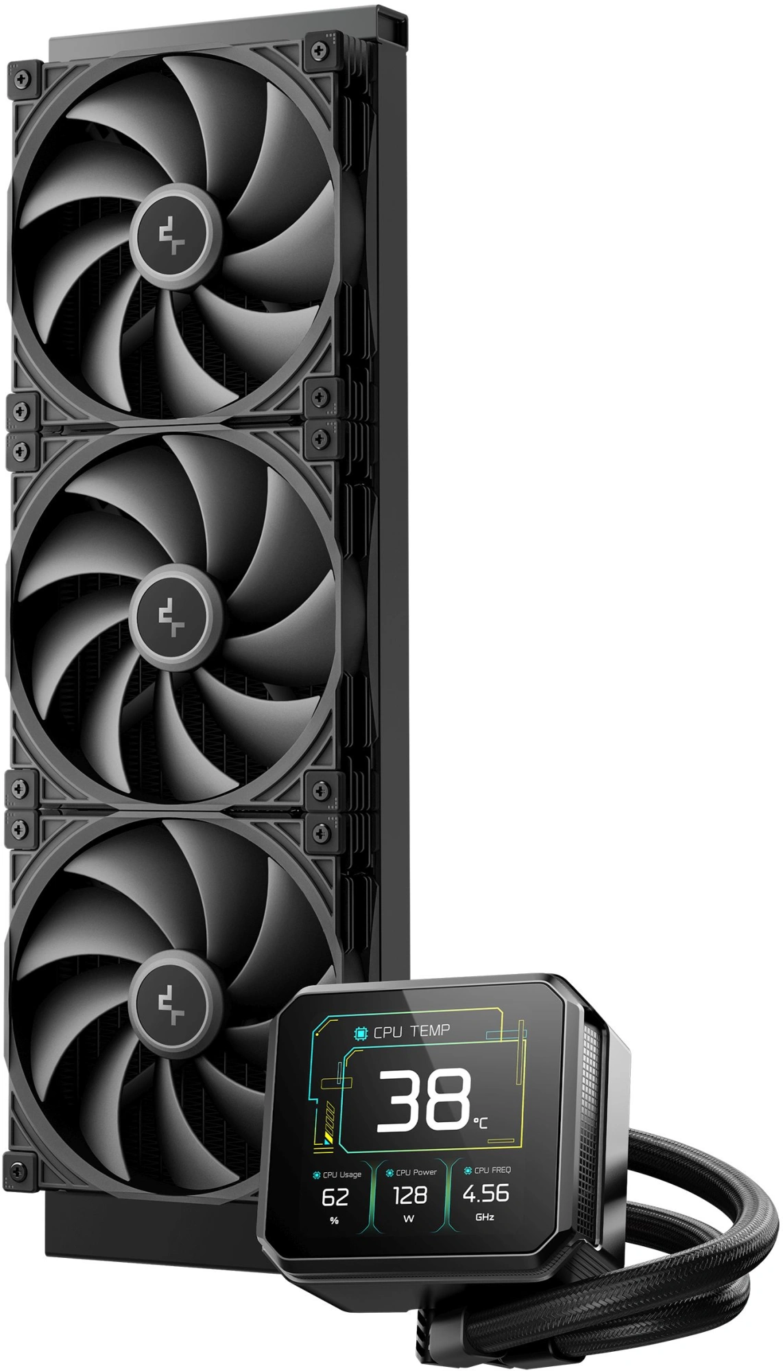 Система водяного охлаждения Deepcool Spartacus 420 ARGB Soc-AM5/AM4/1200/1700/1851 черный 4-pin 32.89dB Al LCD 350W 2647gr Ret (R-SPT420-BKDSMP-G-1) — миниатюра 2
