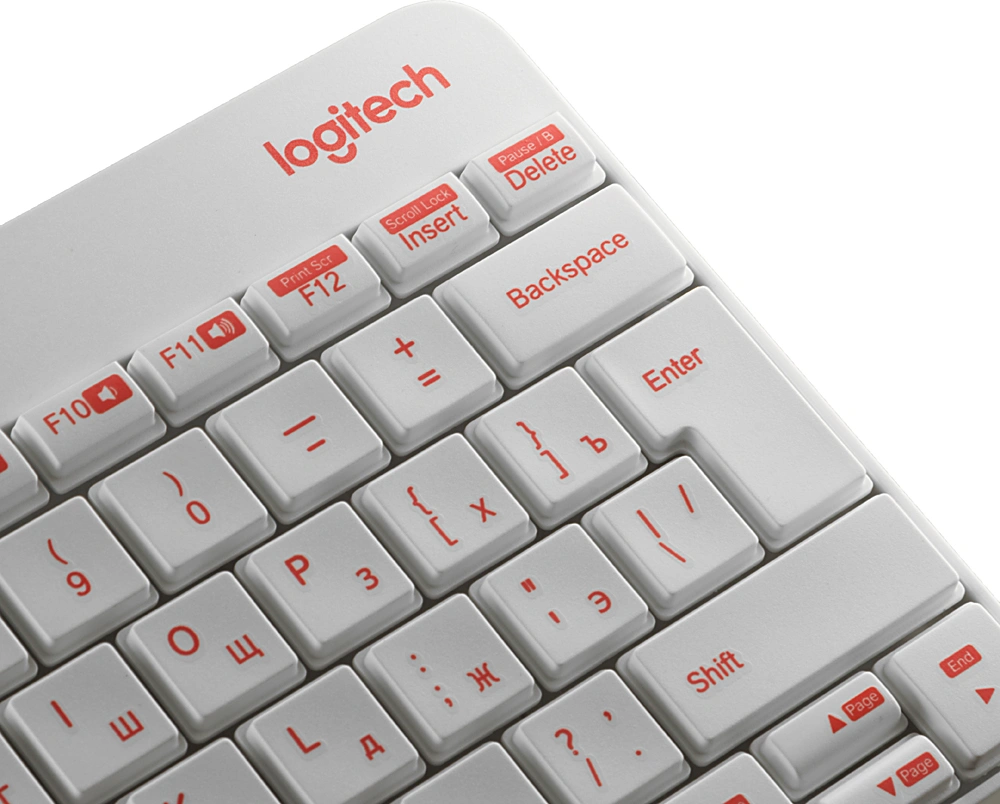 Клавиатура + мышь Logitech MK240 клав:белый/красный мышь:белый/красный USB беспроводная slim Multimedia (920-008160) — миниатюра 3