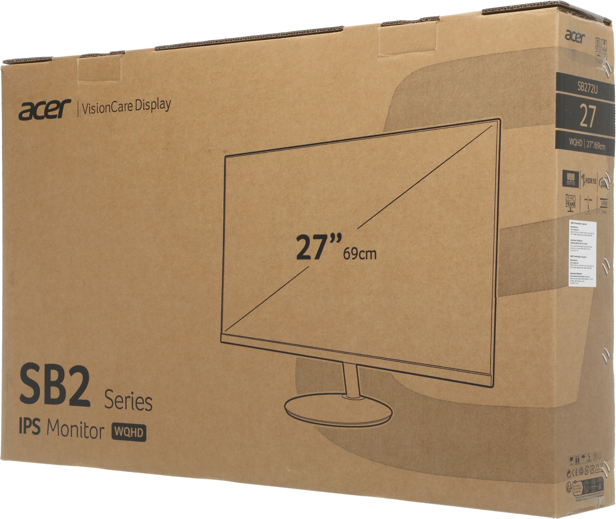 Монитор Acer 27" SB272UP1bmipx черный IPS LED 1ms 16:9 HDMI M/M матовая 250cd 178гр/178гр 2560x1440 144Hz FreeSync DP Quad 2K (1440p) 3.92кг — миниатюра 8
