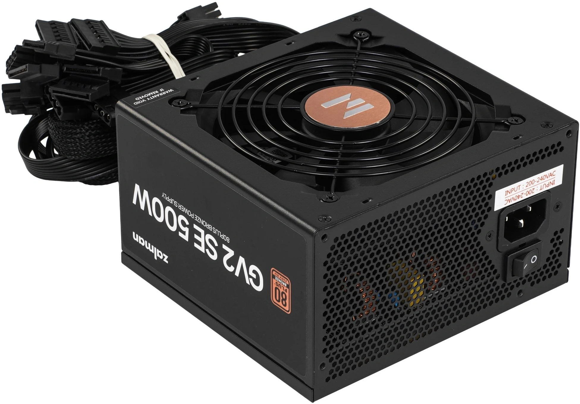 Блок питания Zalman ATX 500W ZM500-GV2SE 80+ bronze (20+4pin) 120mm fan 6xSATA RTL — миниатюра 6