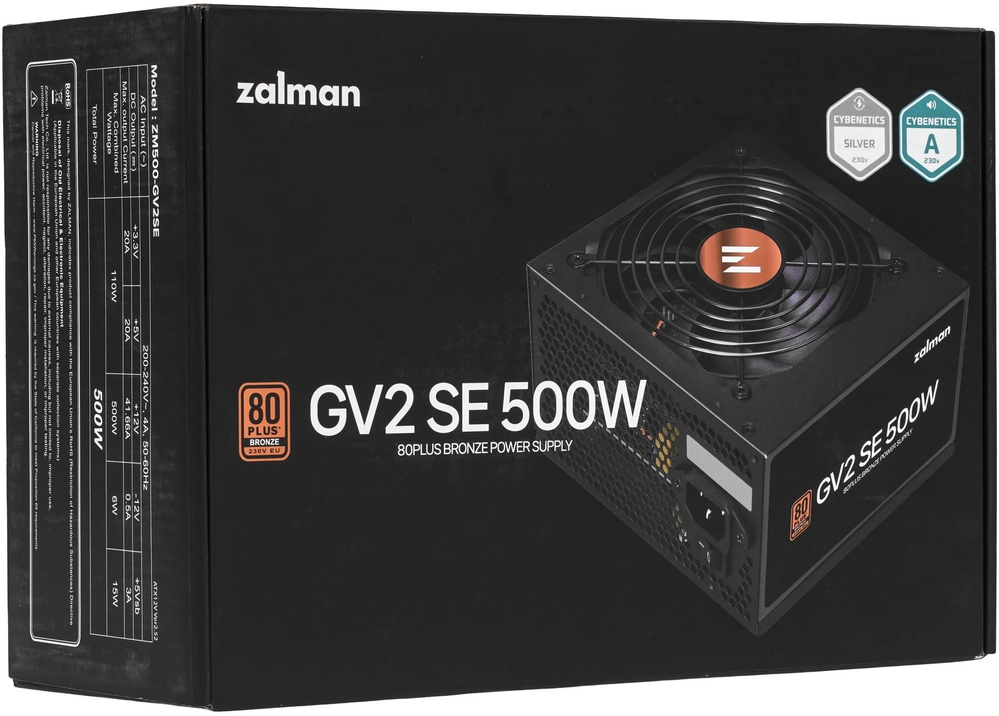 Блок питания Zalman ATX 500W ZM500-GV2SE 80+ bronze (20+4pin) 120mm fan 6xSATA RTL — миниатюра 10
