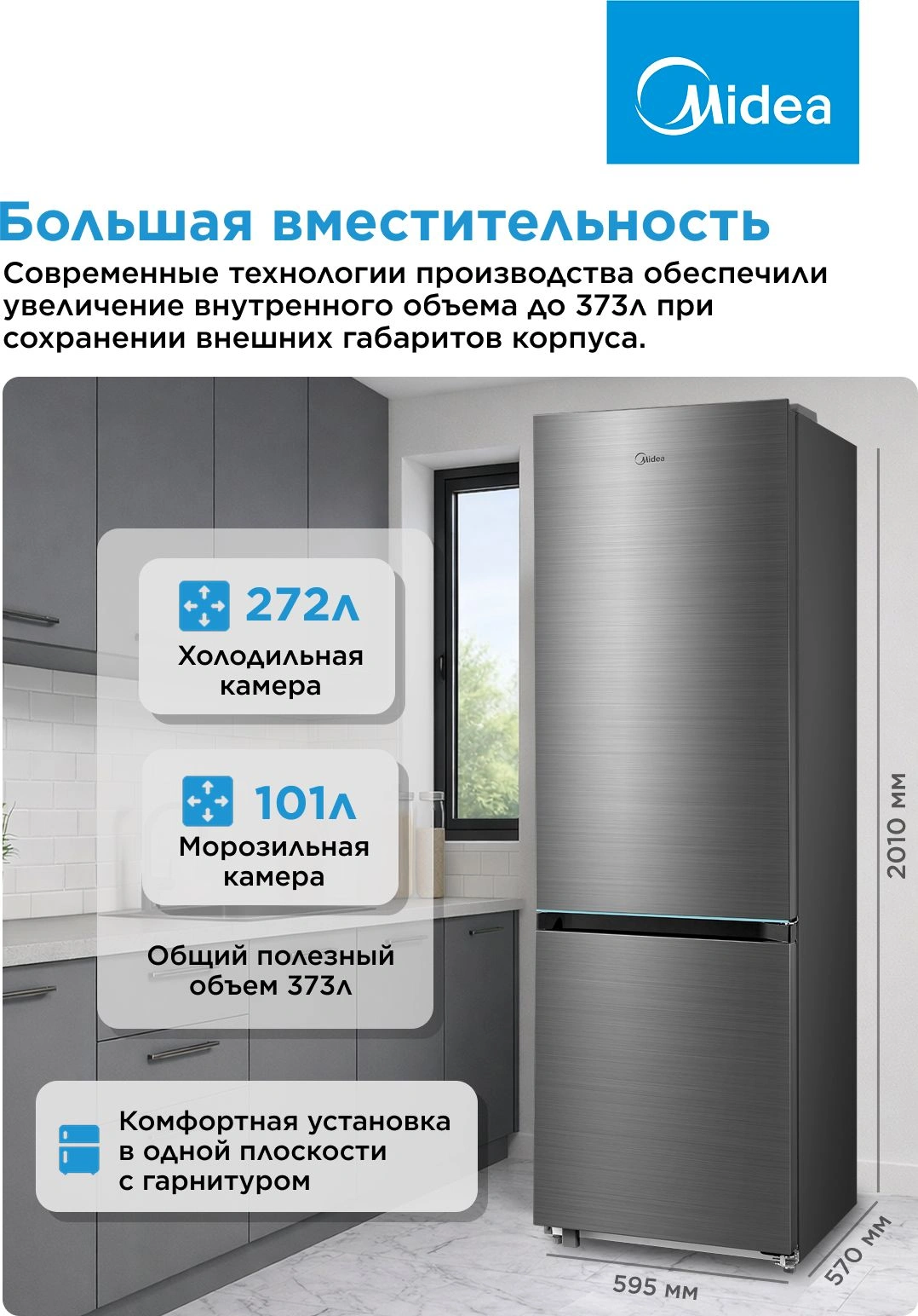 Холодильник Midea MDRB509FGF46ID 2-хкамерн. нержавеющая сталь инвертер — миниатюра 20