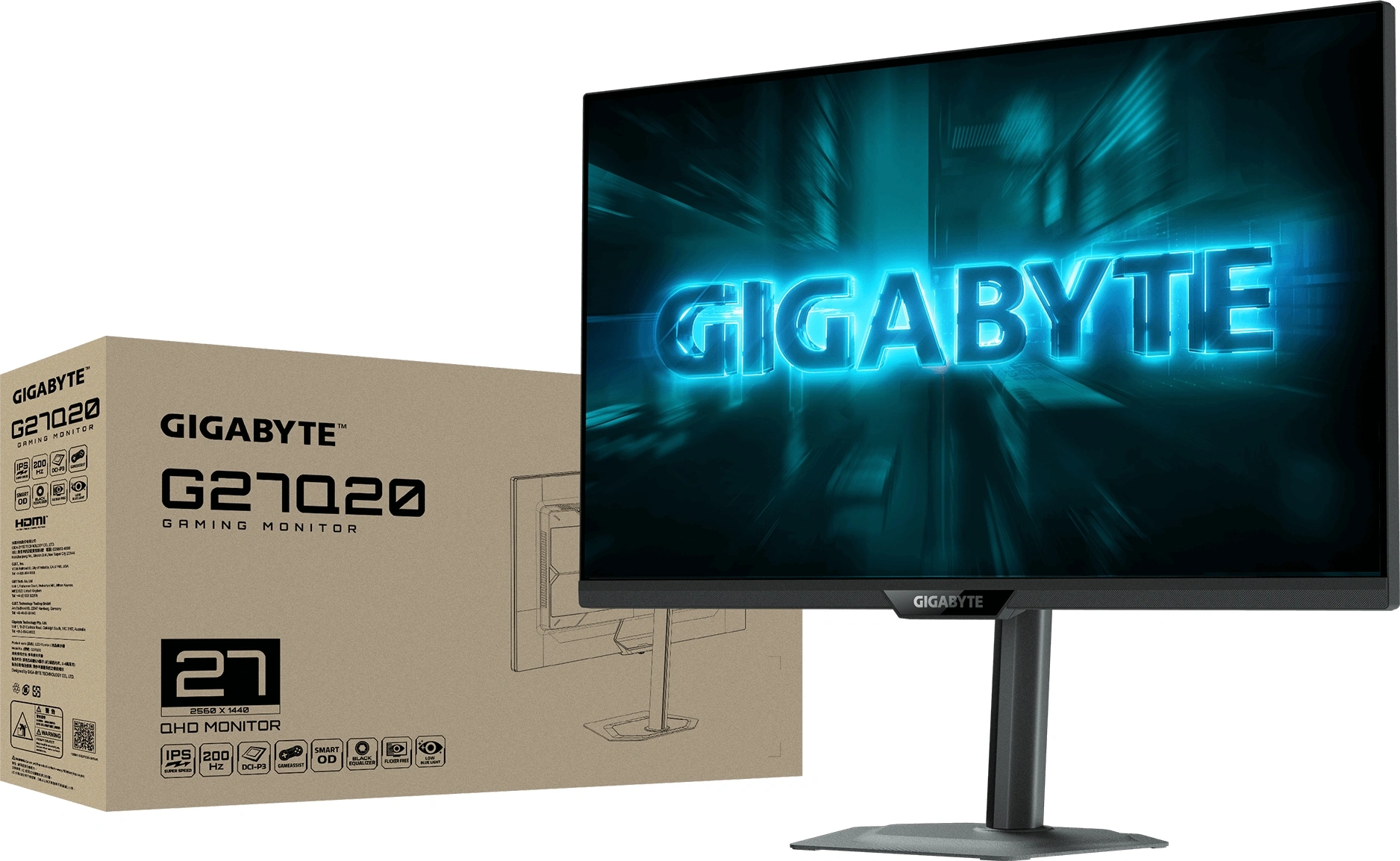 Монитор Gigabyte 27" G27Q20 черный IPS LED 16:9 HDMI полуматовая HAS Piv 1000:1 350cd 178гр/178гр 2560x1440 200Hz G-Sync FreeSync Premium DP Quad 2K (1440p) 6.16кг — миниатюра 7