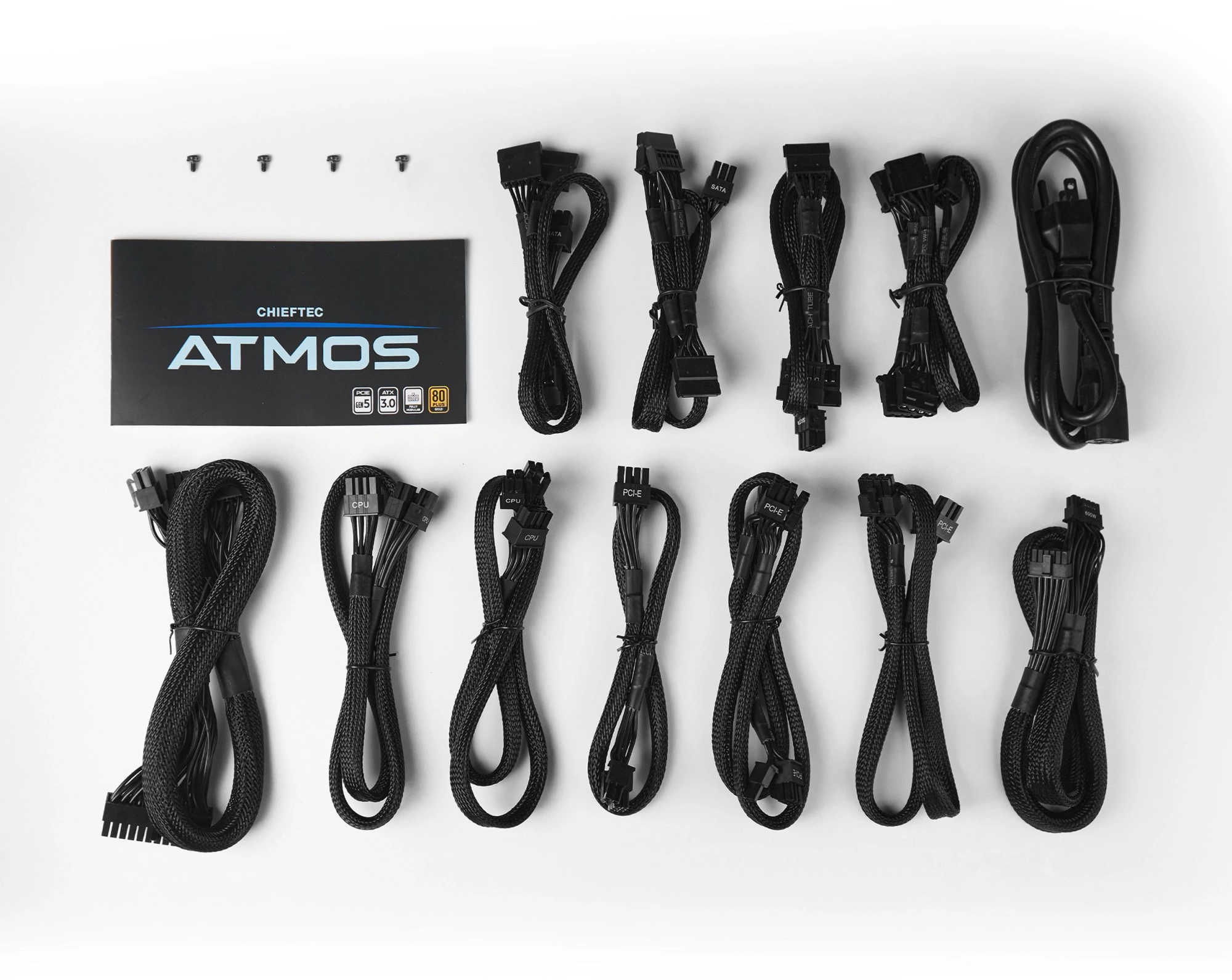 Блок питания Chieftec ATX 750W Atmos CPX-750FC 80+ gold (20+4pin) APFC 120mm fan 9xSATA Cab Manag RTL — миниатюра 7