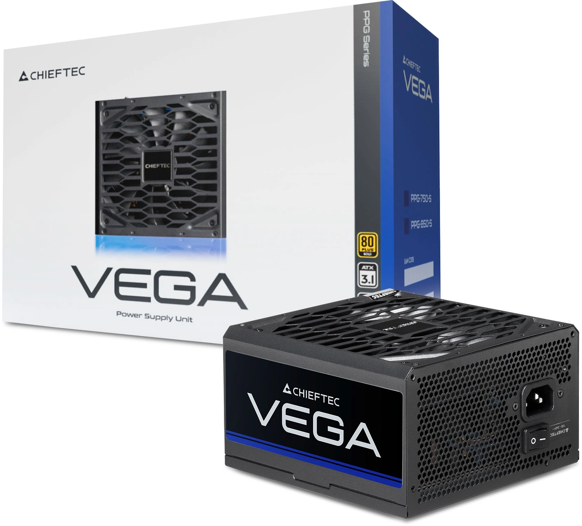 Блок питания Chieftec ATX 850W Vega PPG-850-S 80+ gold (20+4pin) APFC 135mm fan 6xSATA RTL — миниатюра 5