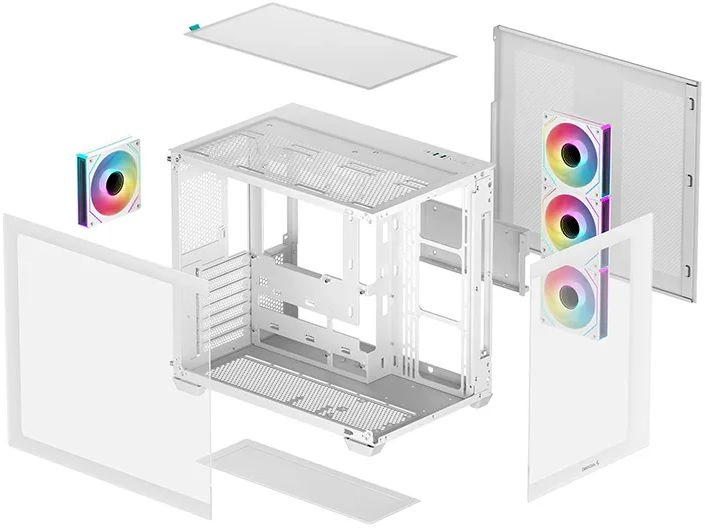 Корпус Deepcool CG530 4F белый без БП ATX 6x120mm 4x140mm 1xUSB3.0 audio bott PSU — миниатюра 5