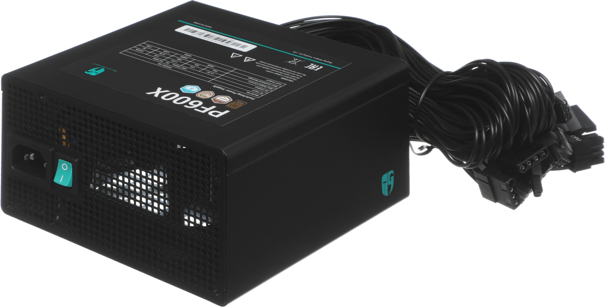 Блок питания Deepcool ATX 600W GamerStorm PF600X 80+ bronze (20+4pin) APFC 120mm fan 6xSATA RTL — миниатюра 11