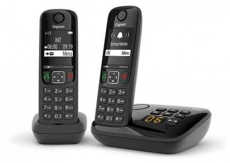 Р/Телефон Dect Gigaset AS690A DUO черный (труб. в компл.:2шт) автооветчик АОН — фото 1