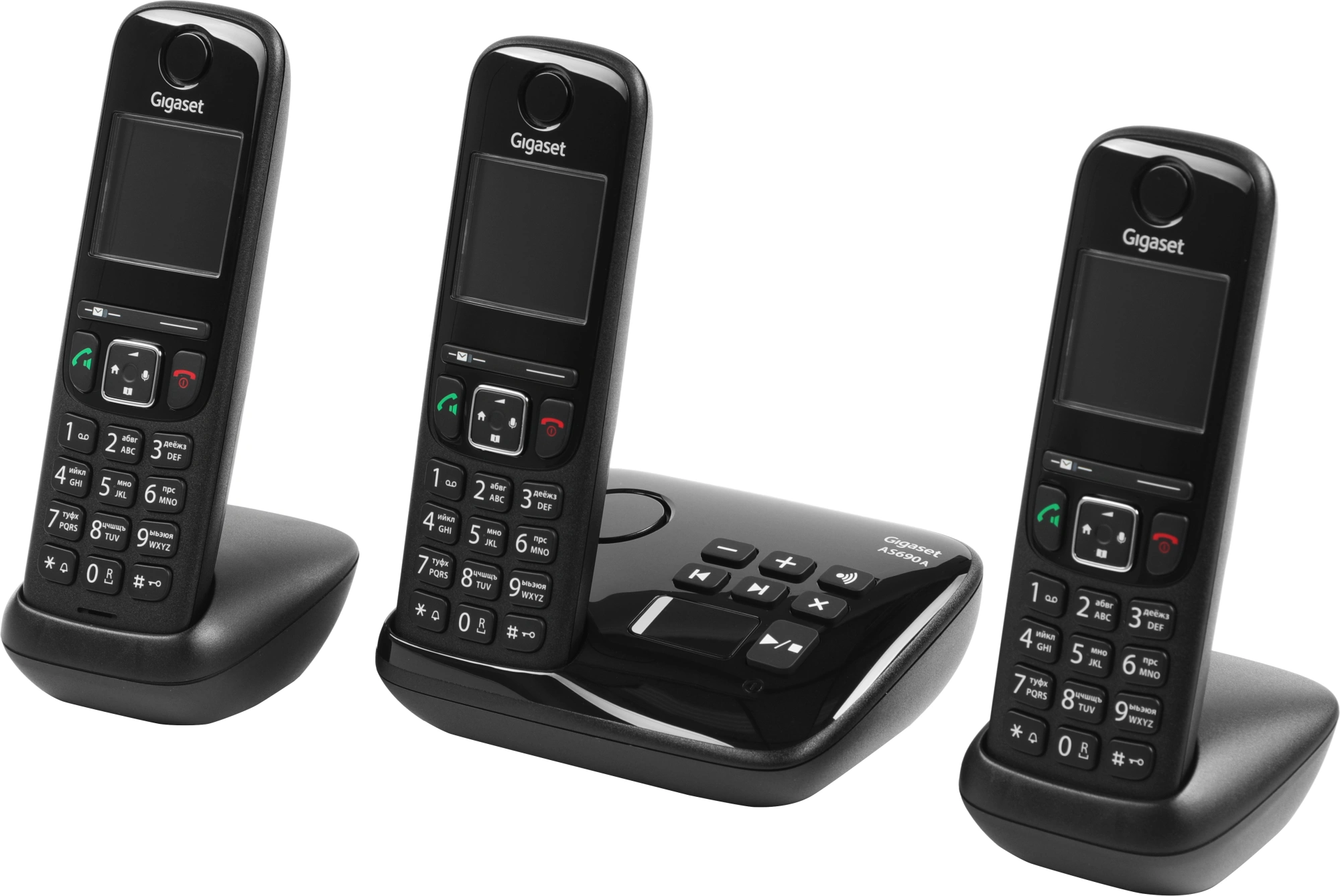 Р/Телефон Dect Gigaset AS690A Trio черный (труб. в компл.:3шт) автооветчик АОН — миниатюра 2