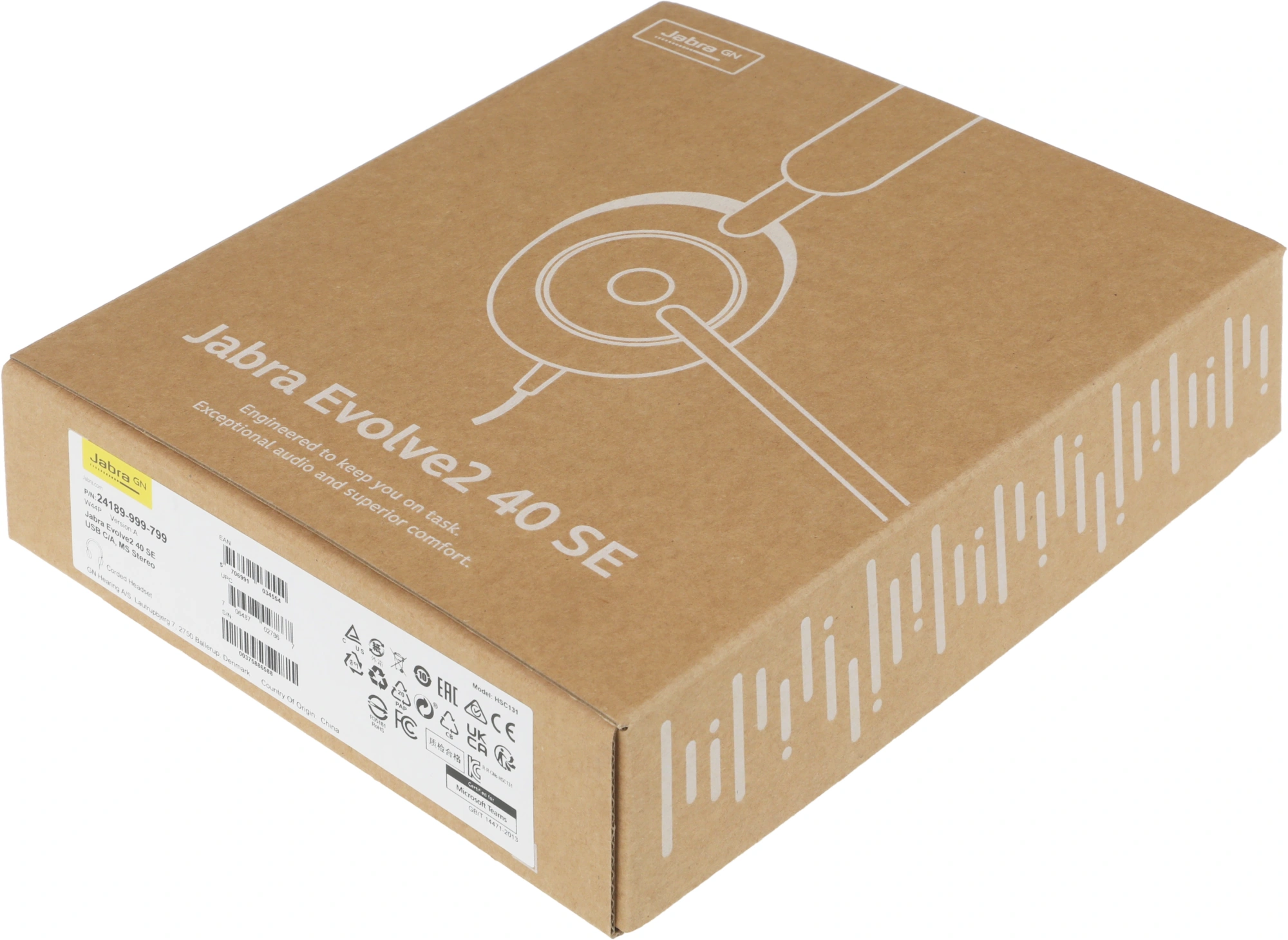 Наушники с микрофоном Jabra Evolve2 40 SE USB-C/A черный 1.5м накладные USB оголовье (24189-999-799) — миниатюра 3