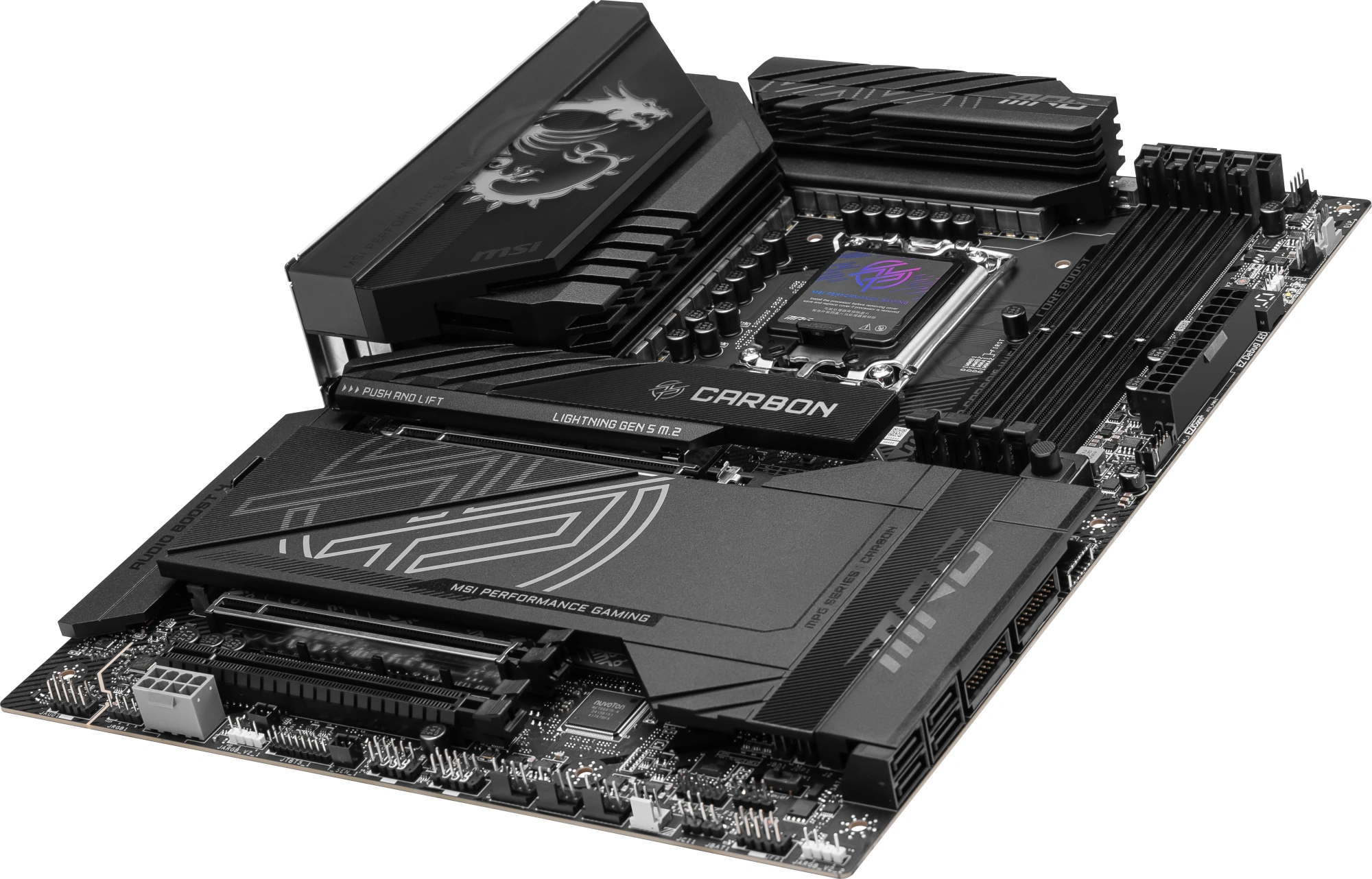 Материнская плата MSI MPG Z890 CARBON WIFI Soc-1851 Intel Z890 4xDDR5 ATX AC`97 8ch(7.1) 5Gigabit + 2.5Gigabit Ethernet RAID+HDMI — миниатюра 3
