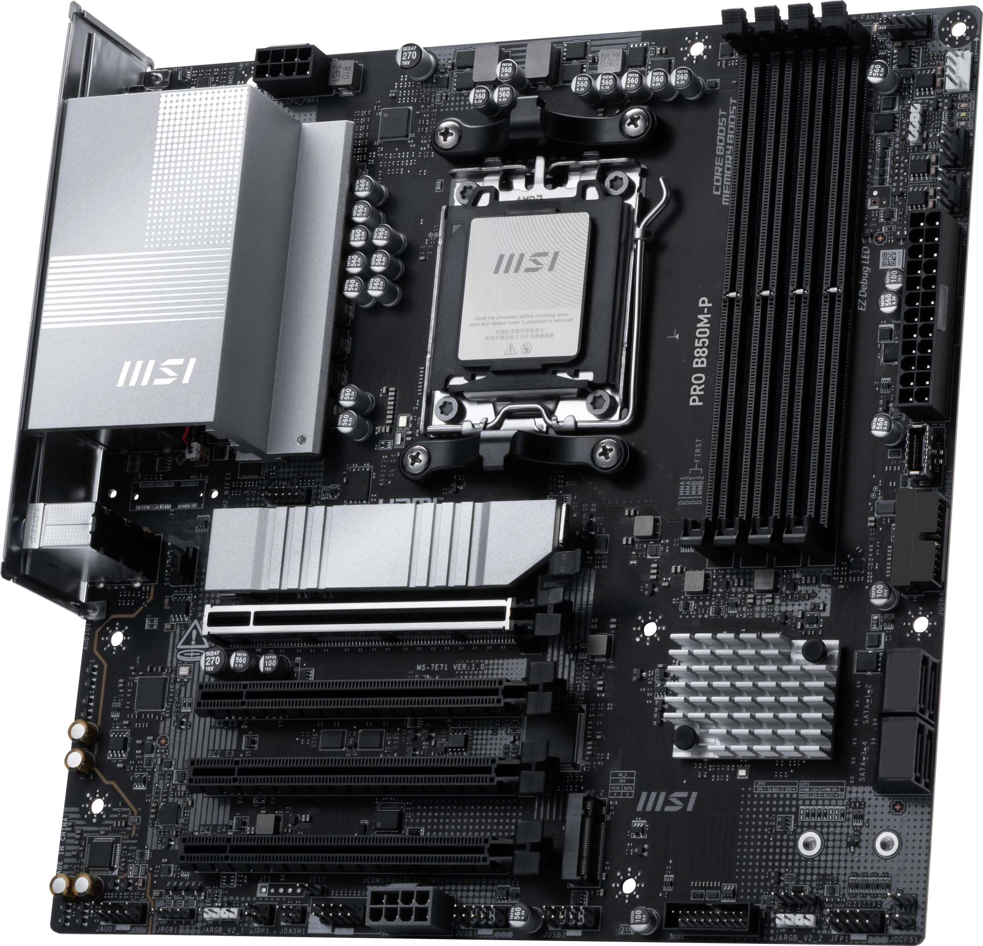Материнская плата MSI PRO B850M-P Socket AM5 AMD B850 4xDDR5 mATX AC`97 8ch(7.1) 5Gigabit RAID+HDMI+DP — миниатюра 4