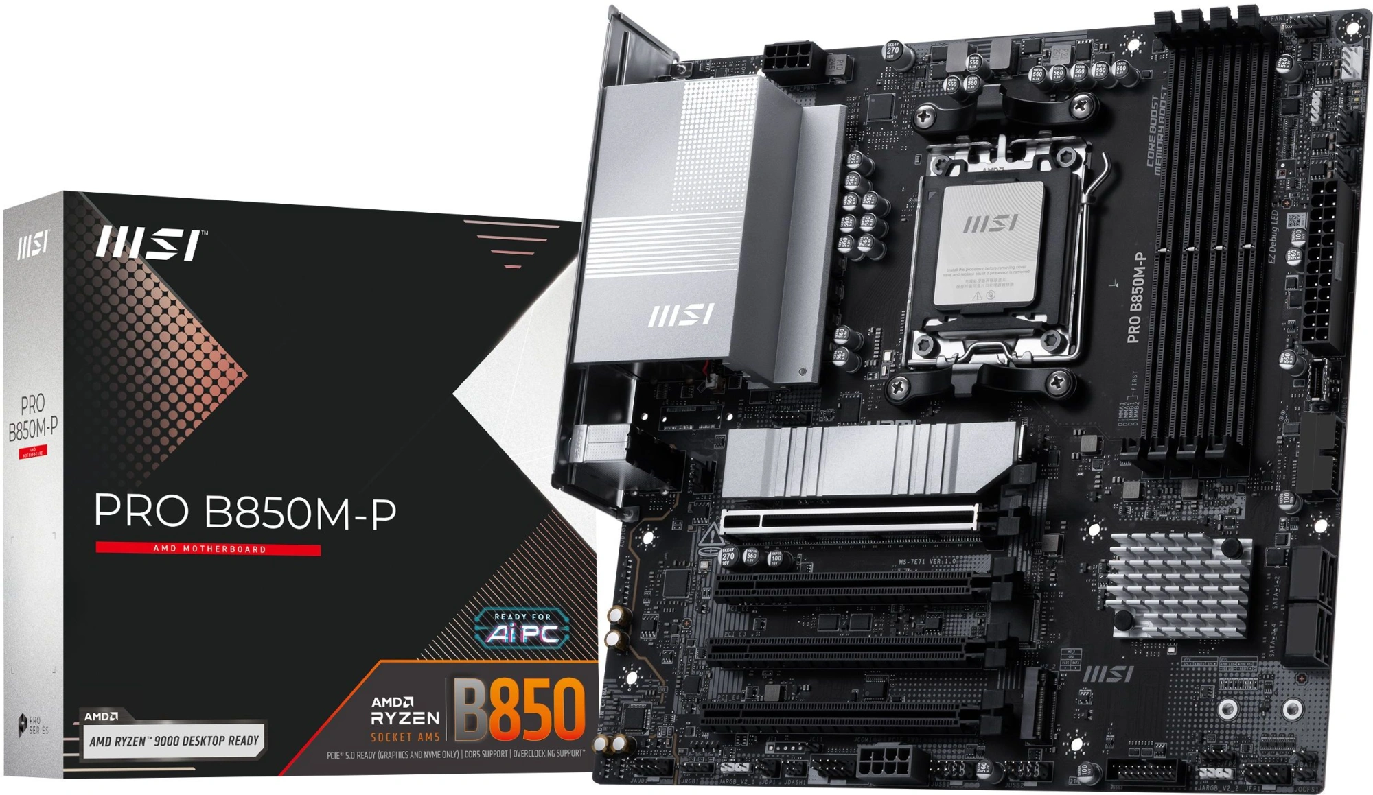 Материнская плата MSI PRO B850M-P Socket AM5 AMD B850 4xDDR5 mATX AC`97 8ch(7.1) 5Gigabit RAID+HDMI+DP — миниатюра 6