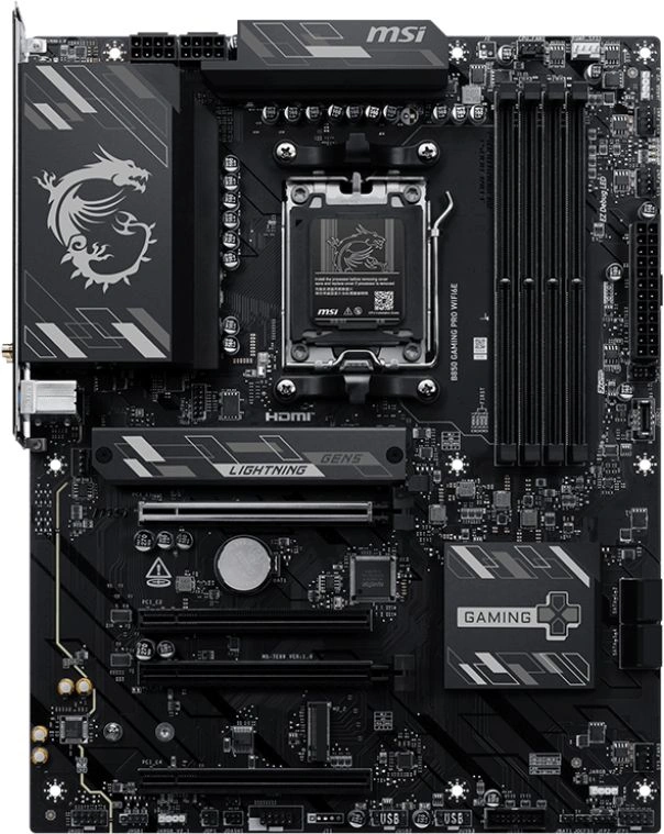 Материнская плата MSI B850 GAMING PRO WIFI6E Socket AM5 AMD B850 4xDDR5 ATX AC`97 8ch(7.1) 2.5Gg RAID+HDMI+DP — миниатюра 5