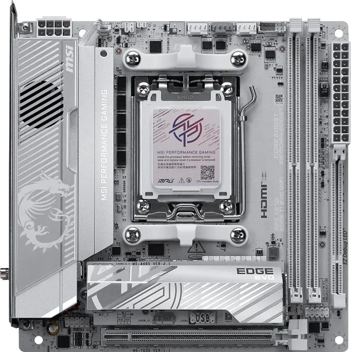 Материнская плата MSI MPG X870I EDGE TI EVO WIFI Socket AM5 AMD X870E 2xDDR5 mini-ITX AC`97 8ch(7.1) 5Gigabit RAID+HDMI — миниатюра 2