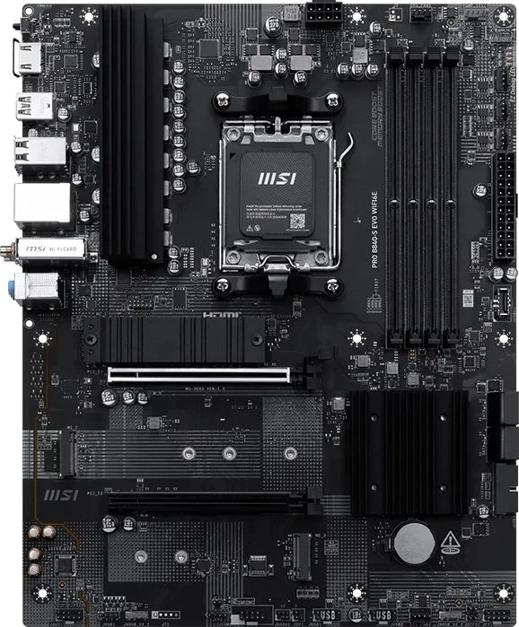 Материнская плата MSI PRO B840-S EVO WIFI6E Socket AM5 AMD B840 4xDDR5 ATX AC`97 8ch(7.1) 2.5Gg RAID+HDMI — миниатюра 2