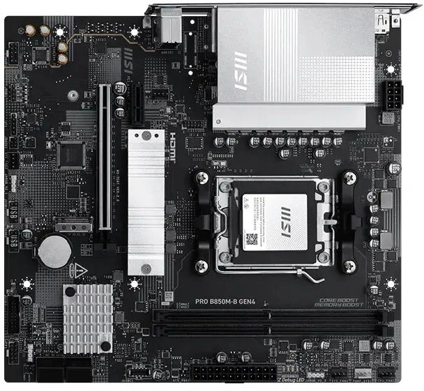 Материнская плата MSI PRO B850M-B GEN4 Socket AM5 AMD B850 2xDDR5 mATX AC`97 8ch(7.1) 2.5Gg RAID+HDMI+DP — фото 1