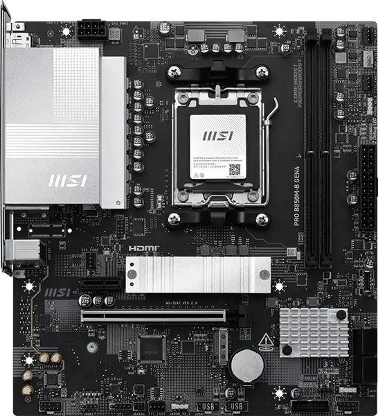 Материнская плата MSI PRO B850M-B GEN4 Socket AM5 AMD B850 2xDDR5 mATX AC`97 8ch(7.1) 2.5Gg RAID+HDMI+DP — миниатюра 2