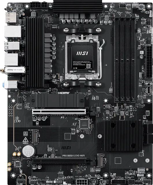 Материнская плата MSI PRO B850-S EVO WIFI Socket AM5 AMD B850 4xDDR5 ATX AC`97 8ch(7.1) 5Gigabit RAID+HDMI+DP — миниатюра 2