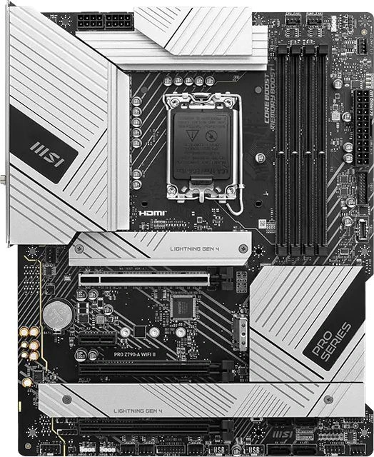 Материнская плата MSI PRO Z790-A WIFI II Soc-1700 Intel Z790 4xDDR5 ATX AC`97 8ch(7.1) 2.5Gg RAID+HDMI+DP — миниатюра 2