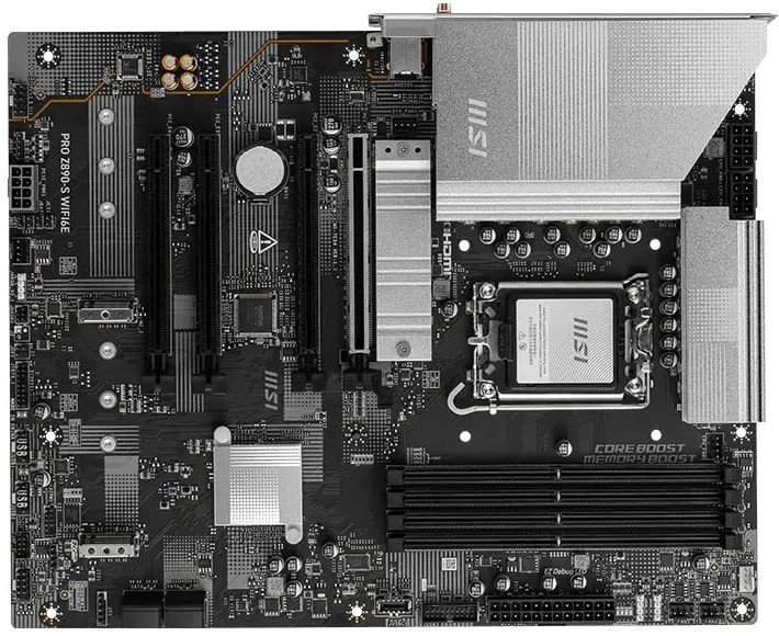 Материнская плата MSI PRO Z890-S WIFI6E Soc-1851 Intel Z890 4xDDR5 ATX AC`97 8ch(7.1) 2.5Gg RAID+HDMI+DP — фото 1