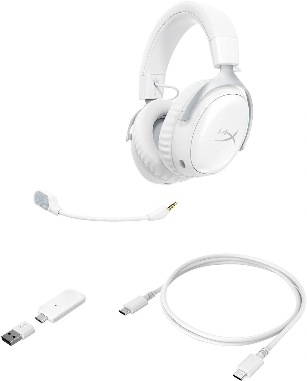 Наушники с микрофоном HyperX Cloud III S Wireless белый 0.5м мониторные BT оголовье (AX6G1AA) — миниатюра 7