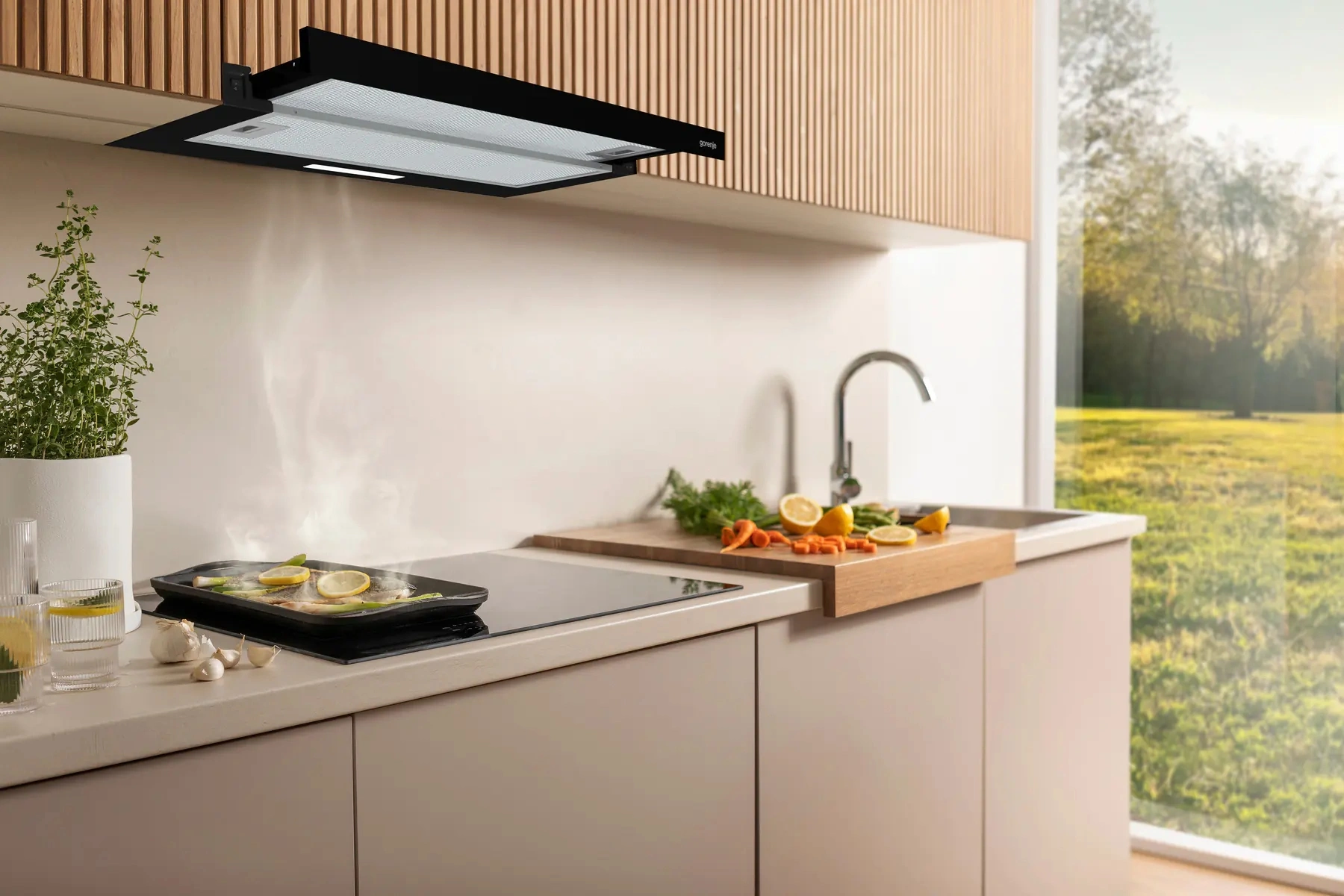 Вытяжка встраиваемая Gorenje TH60E7XB нержавеющая сталь управление: кнопочное (1 мотор) — фото 1