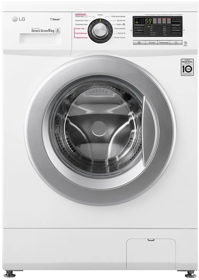 Стиральная машина LG F12M7NDS1 класс: A загр.фронтальная макс.:6кг белый инвертор — фото 1
