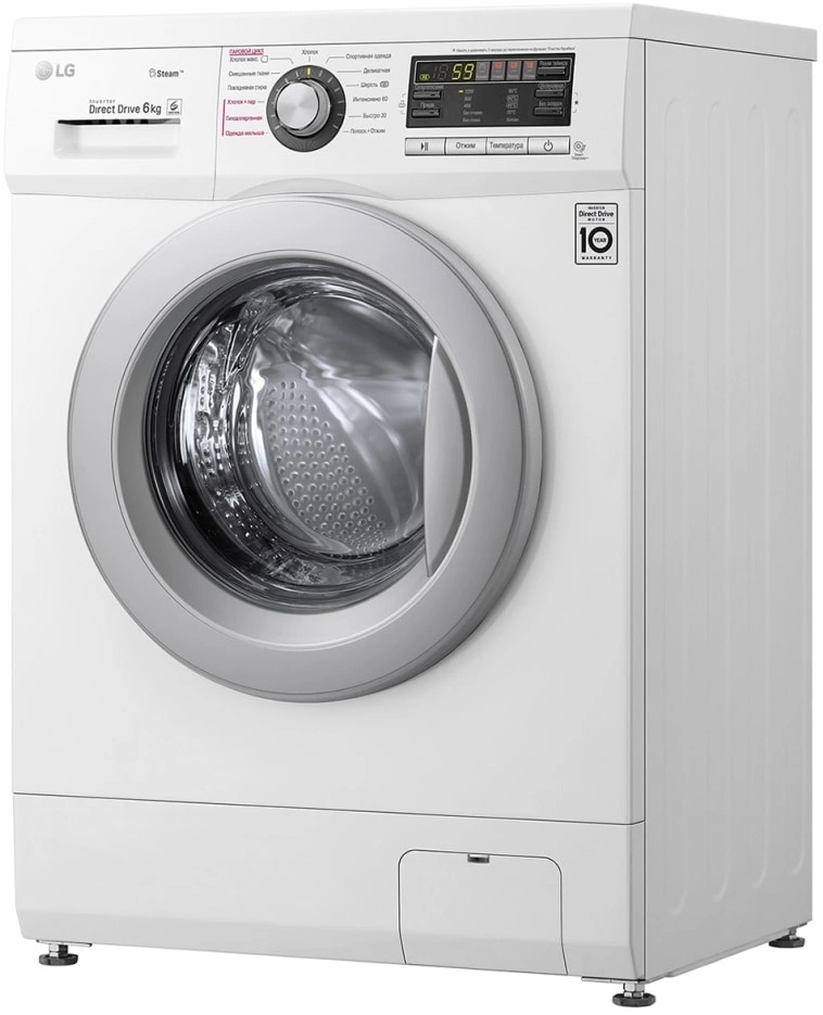 Стиральная машина LG F12M7NDS1 класс: A загр.фронтальная макс.:6кг белый инвертор — миниатюра 3
