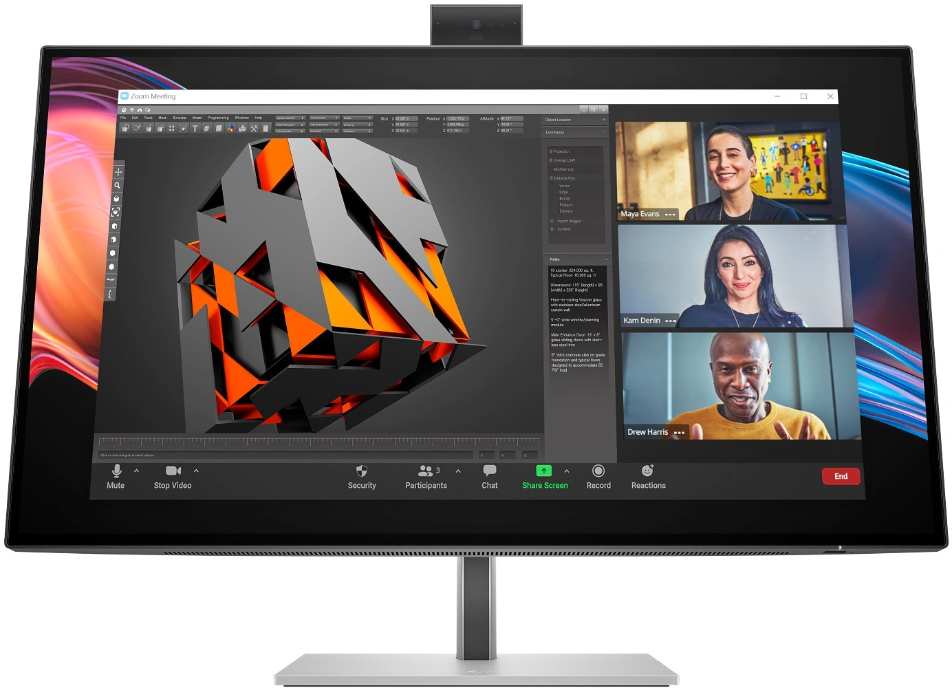 Монитор HP 27" Series 7 Pro 727pm черный IPS LED 5ms 16:9 HDMI M/M Cam матовая HAS Piv 2000:1 400cd 178гр/178гр 3840x2160 60Hz FreeSync Premium DP 4K USB 7кг — фото 1