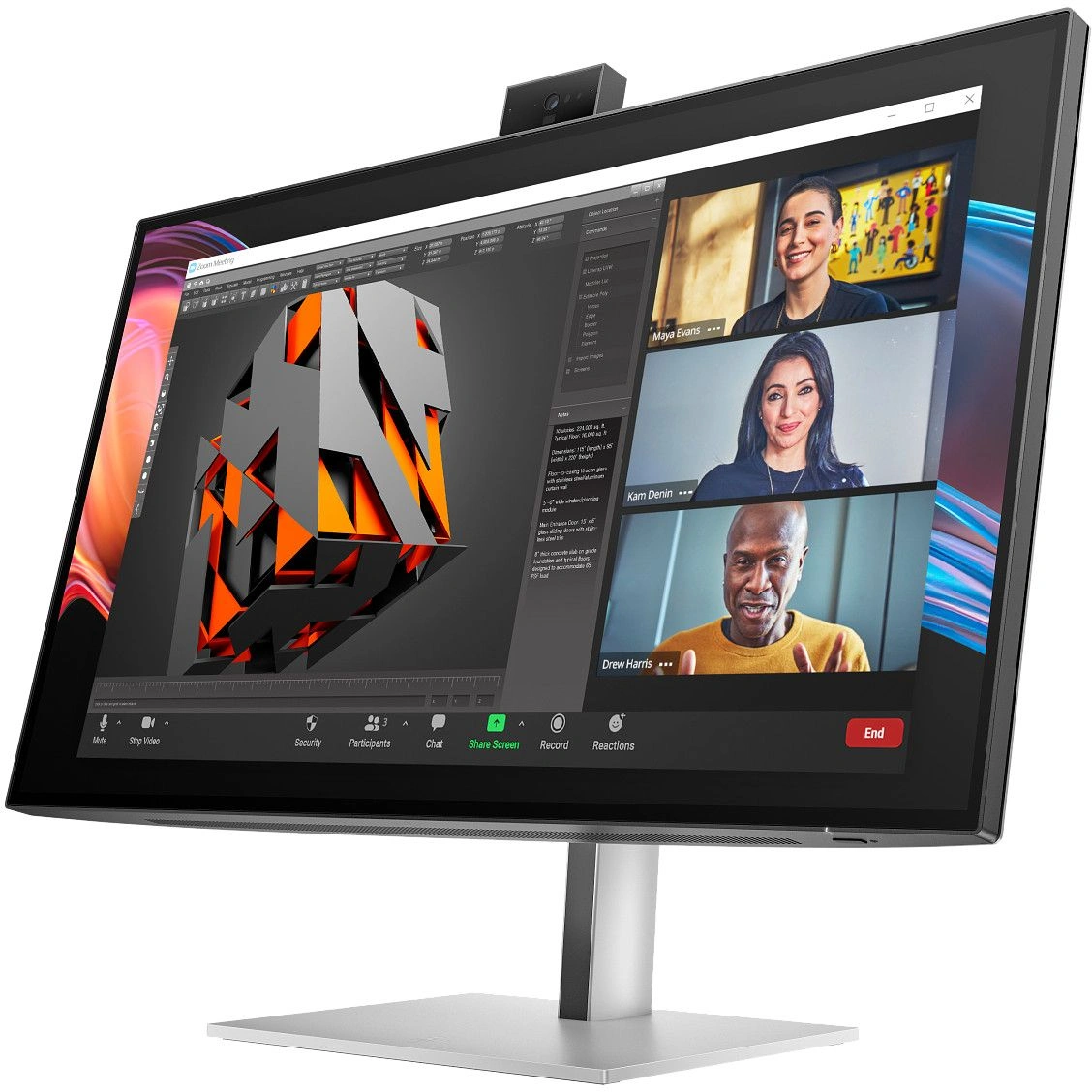 Монитор HP 27" Series 7 Pro 727pm черный IPS LED 5ms 16:9 HDMI M/M Cam матовая HAS Piv 2000:1 400cd 178гр/178гр 3840x2160 60Hz FreeSync Premium DP 4K USB 7кг — миниатюра 2