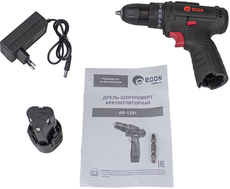 Дрель-шуруповерт Edon AD-1201 аккум. патрон:быстрозажимной (15417) — миниатюра 3