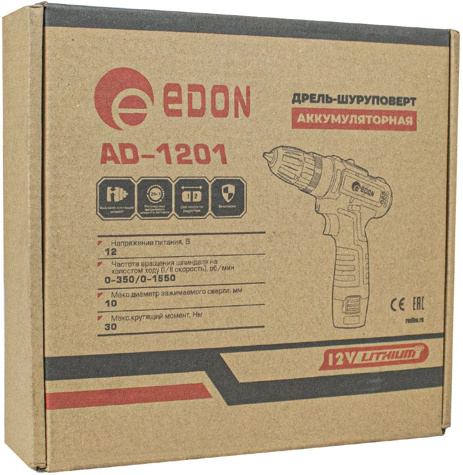 Дрель-шуруповерт Edon AD-1201 аккум. патрон:быстрозажимной (15417) — миниатюра 7