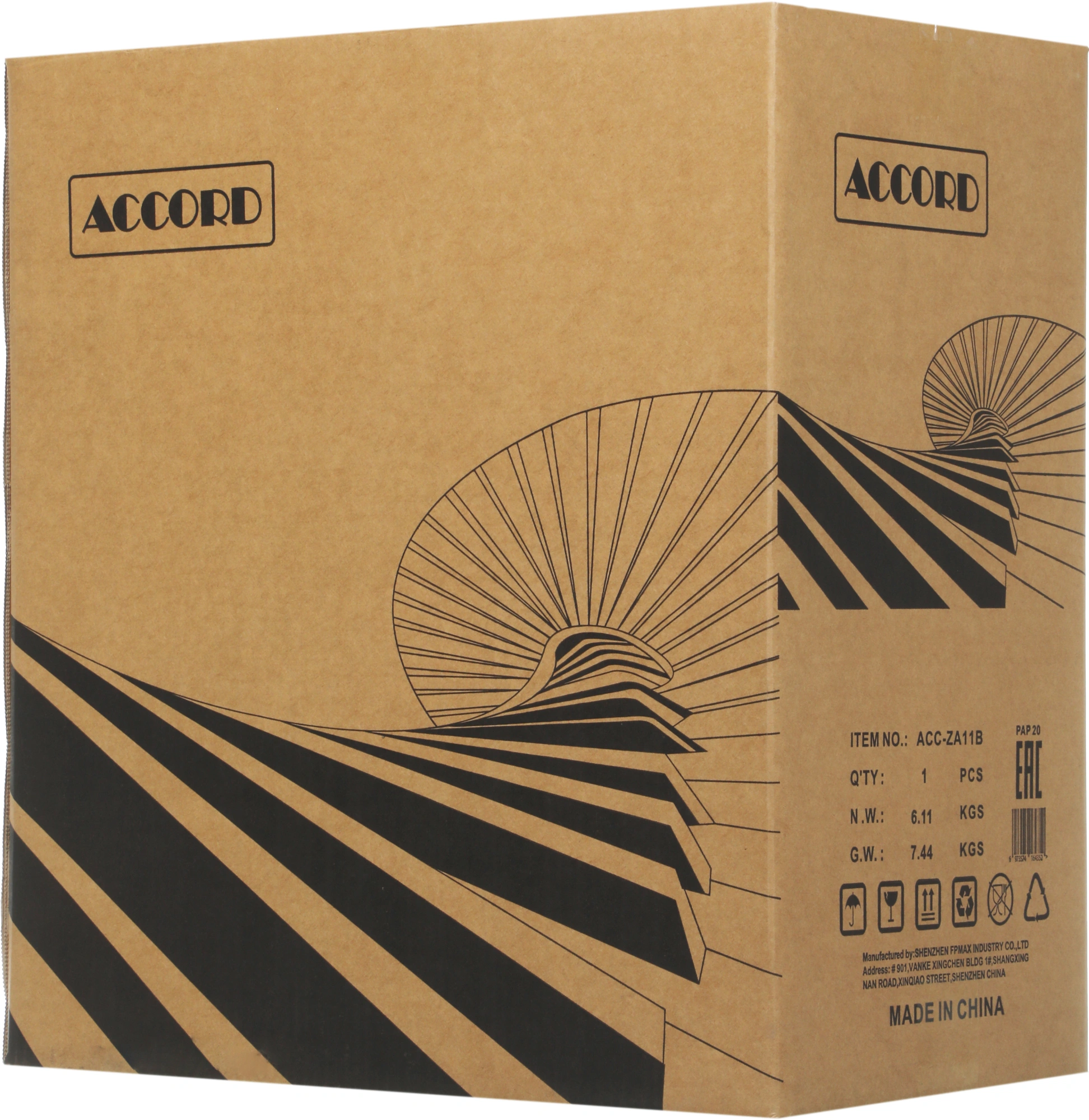 Корпус Accord ACC-ZA11B черный без БП ATX 10x120mm 1xUSB2.0 2xUSB3.0 audio bott PSU — фото 1