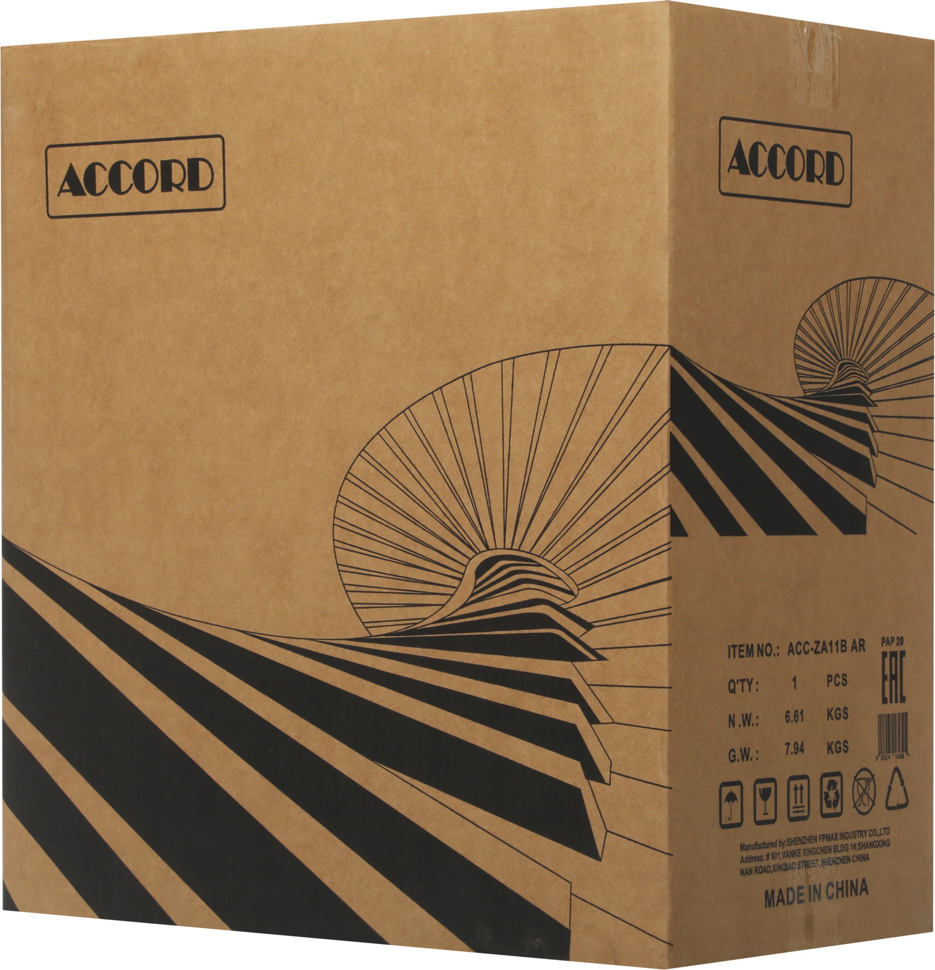 Корпус Accord ACC-ZA11B AR черный без БП ATX 3x120mm 1xUSB2.0 2xUSB3.0 audio bott PSU — фото 1