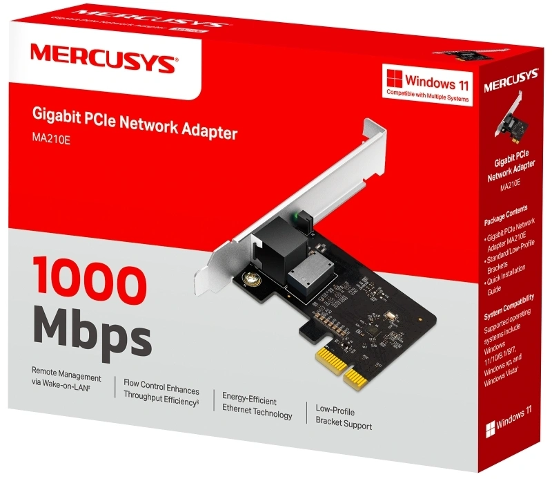 Сетевая карта Gigabit Ethernet Mercusys MA210E PCI Express — миниатюра 3