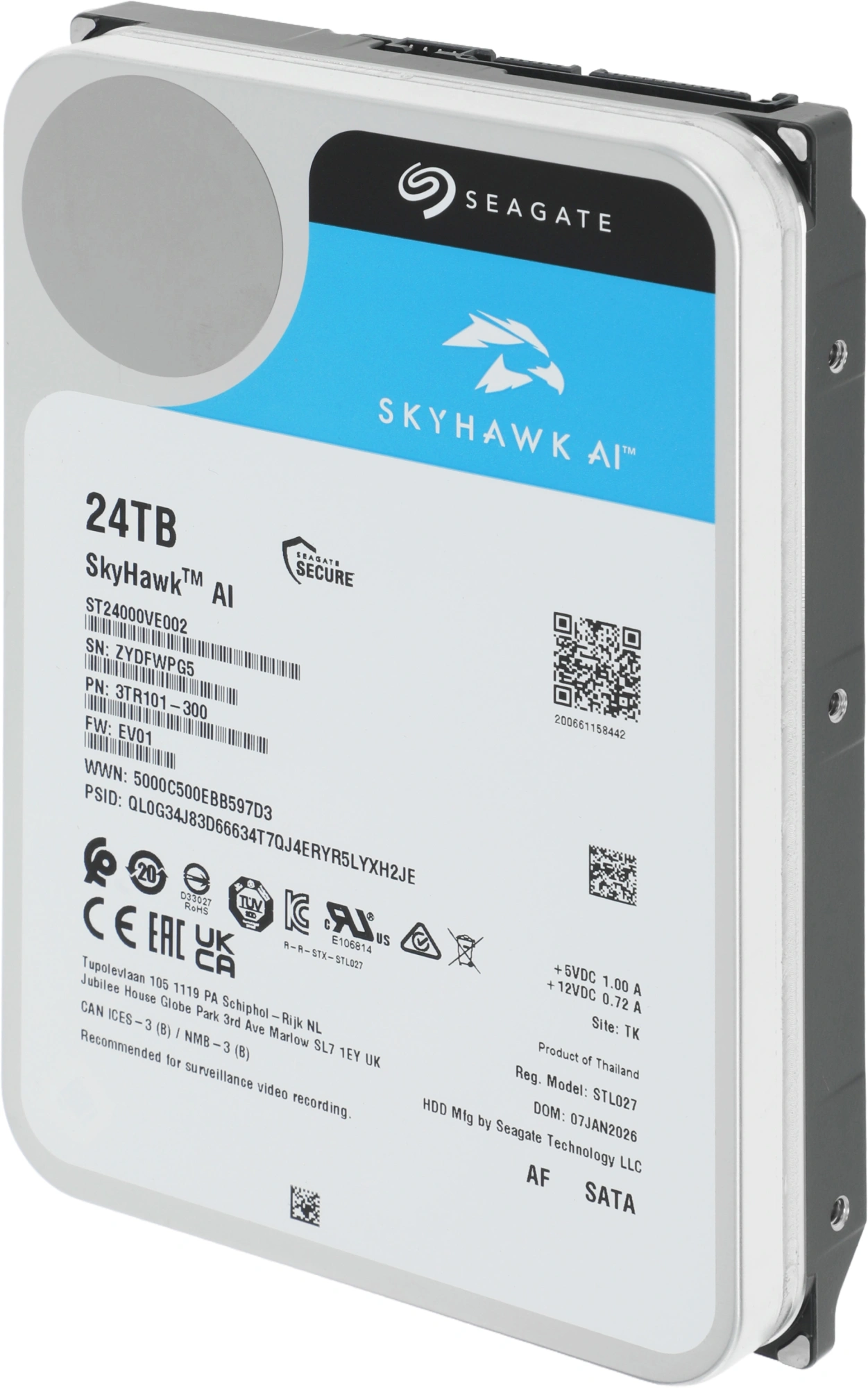 Жесткий диск Seagate SATA-III 24TB ST24000VE002 SkyHawkAI 512E (7200rpm) 512Mb 3.5" — миниатюра 5