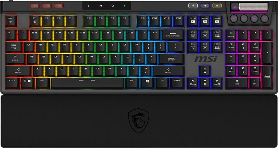 Клавиатура MSI STRIKE Pro W Silent механическая серый/черный USB беспроводная BT/Radio Multimedia for gamer LED (подставка для запястий) (S11-43RU210-CLA) кабель 2м — фото 1