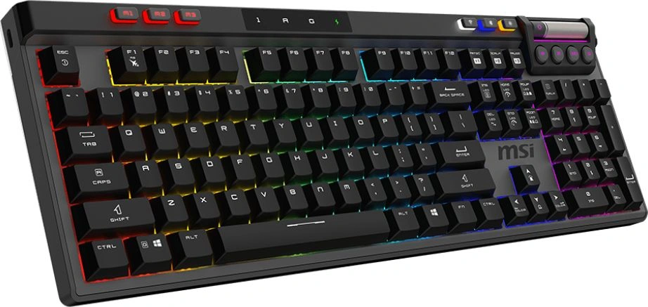 Клавиатура MSI STRIKE Pro W Silent механическая серый/черный USB беспроводная BT/Radio Multimedia for gamer LED (подставка для запястий) (S11-43RU210-CLA) кабель 2м — миниатюра 3
