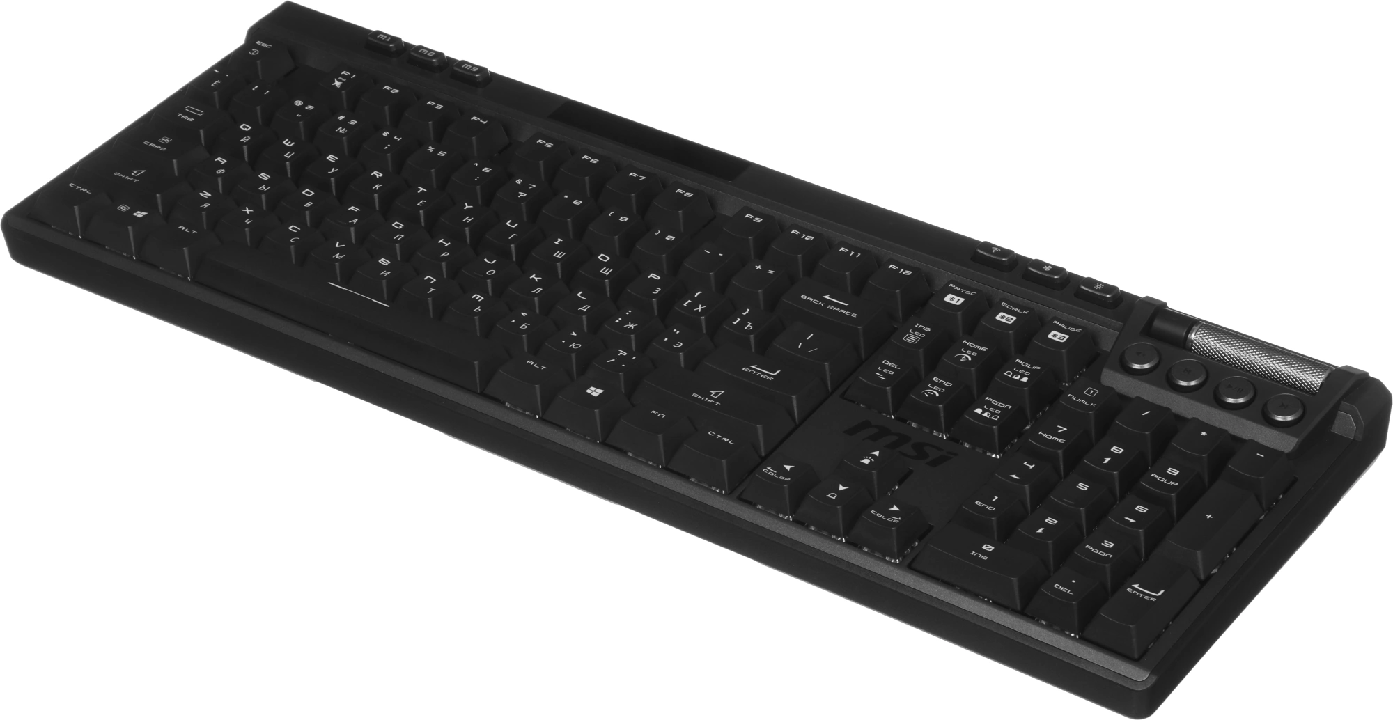 Клавиатура MSI STRIKE Pro W Silent механическая серый/черный USB беспроводная BT/Radio Multimedia for gamer LED (подставка для запястий) (S11-43RU210-CLA) кабель 2м — миниатюра 9