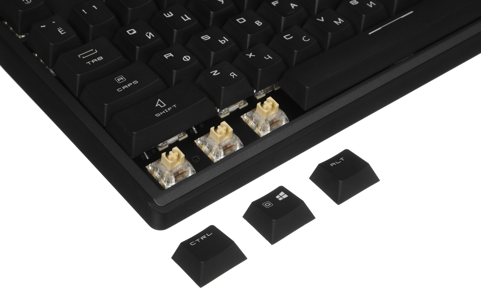 Клавиатура MSI STRIKE Pro W Silent механическая серый/черный USB беспроводная BT/Radio Multimedia for gamer LED (подставка для запястий) (S11-43RU210-CLA) кабель 2м — миниатюра 17